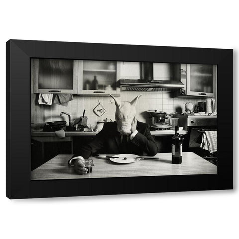 Just One Day Alone (Family Portrait) Black Modern Wood Framed Art Print with Double Matting by Miserini, Stefano
