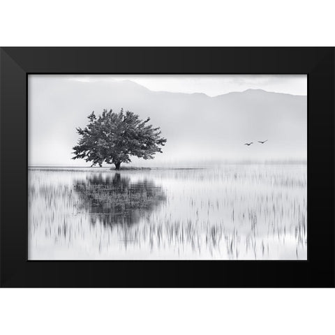 Spring Mirror Black Modern Wood Framed Art Print by Kaimaki, Maria