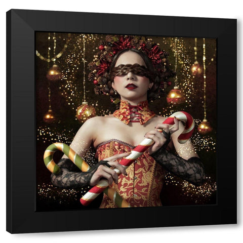 Mistress Of The Bright Night Black Modern Wood Framed Art Print with Double Matting by Murakami, Kiyo