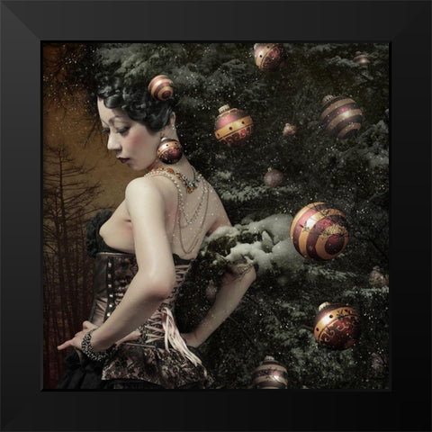 Lady Of DecemberA#039;S Tree Black Modern Wood Framed Art Print by Murakami, Kiyo