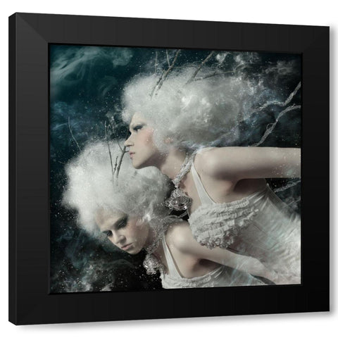 Spirits Of The Winter Field Black Modern Wood Framed Art Print with Double Matting by Murakami, Kiyo