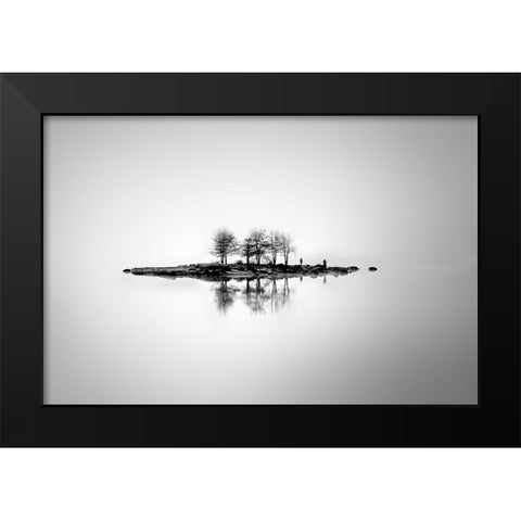 The Floating Island Black Modern Wood Framed Art Print by Markova, Albena