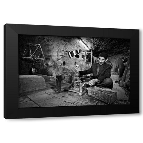 Aba Texture Black Modern Wood Framed Art Print with Double Matting by Momeni, Mohammadreza