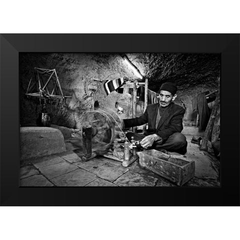 Aba Texture Black Modern Wood Framed Art Print by Momeni, Mohammadreza