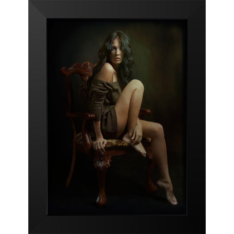 Portrait Of Helen Black Modern Wood Framed Art Print by Rise, Zachar