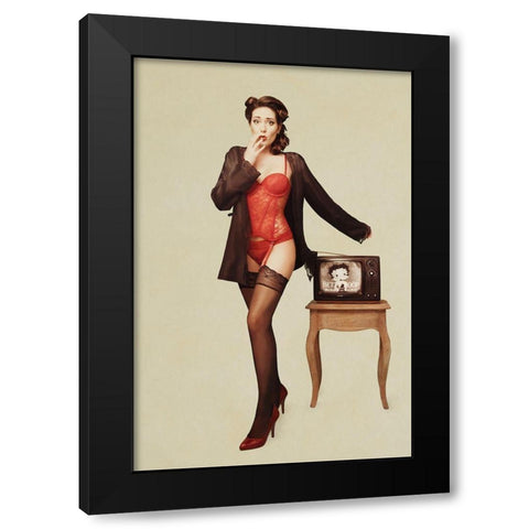 Pin Up Girl Ii Black Modern Wood Framed Art Print by Peeters, Bart