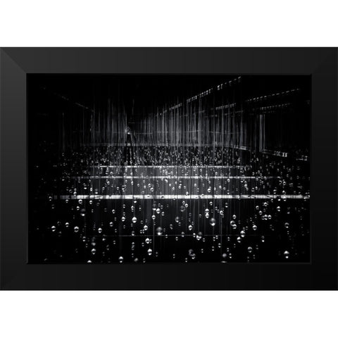 Frozen Rain Black Modern Wood Framed Art Print by Sing Goh, Soo