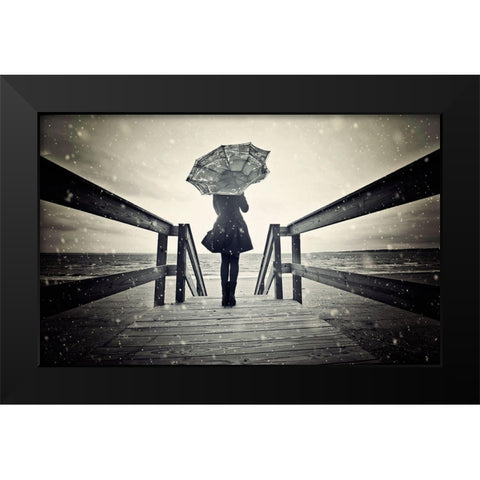 Awaiting Black Modern Wood Framed Art Print by Rozenzvig, Carmit