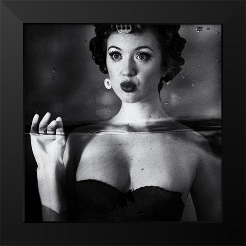 Not Drowning-Waving Black Modern Wood Framed Art Print by Brackstone, Mel