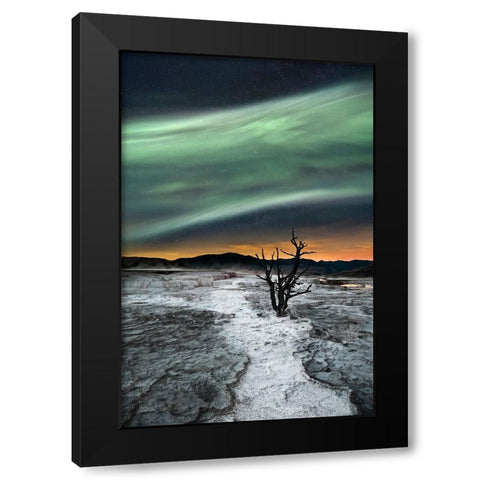 Magic Aurora Black Modern Wood Framed Art Print by Luca, Liloni