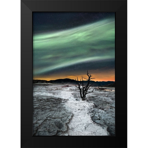 Magic Aurora Black Modern Wood Framed Art Print by Luca, Liloni