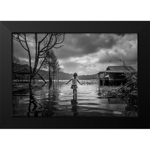 Alone Black Modern Wood Framed Art Print by Song, Gunarto