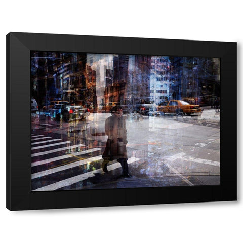 Woody Allen Crossing Black Modern Wood Framed Art Print by B, V