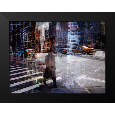 Woody Allen Crossing Black Modern Wood Framed Art Print by B, V