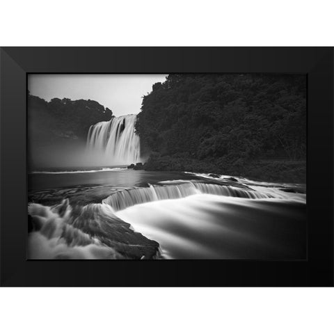 Huangguoshu Waterfalls Black Modern Wood Framed Art Print by Zhang, Yan