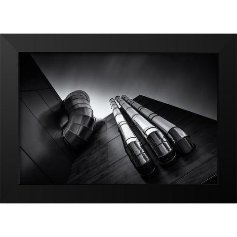 Pipes Black Modern Wood Framed Art Print by Gamiz, Andres