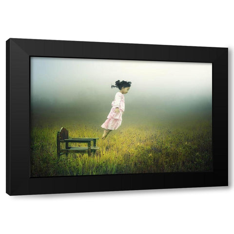 Learn To Fly Black Modern Wood Framed Art Print with Double Matting by Sword, Pink