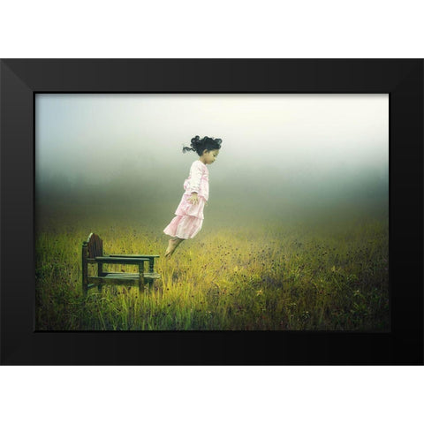Learn To Fly Black Modern Wood Framed Art Print by Sword, Pink