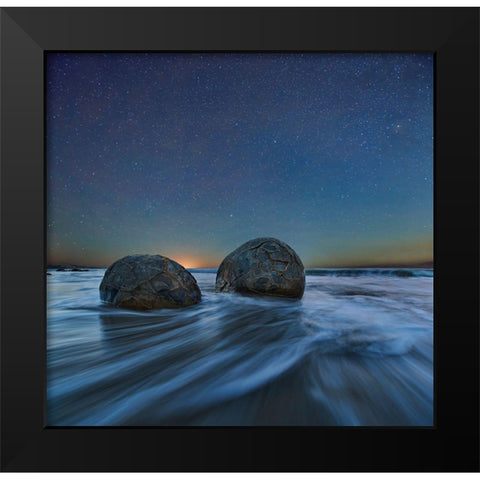 Be Together Black Modern Wood Framed Art Print by Zhang, Yan