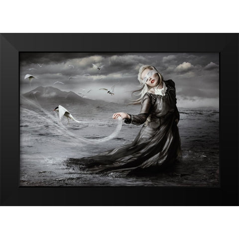 No Eye Can See The Pattern Black Modern Wood Framed Art Print by Allen, KT