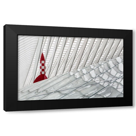 Herge Rocket Black Modern Wood Framed Art Print by Van Den, Jef