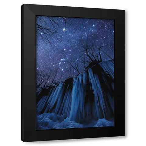 Freezing Cold Night Black Modern Wood Framed Art Print by Takanobu, Kano