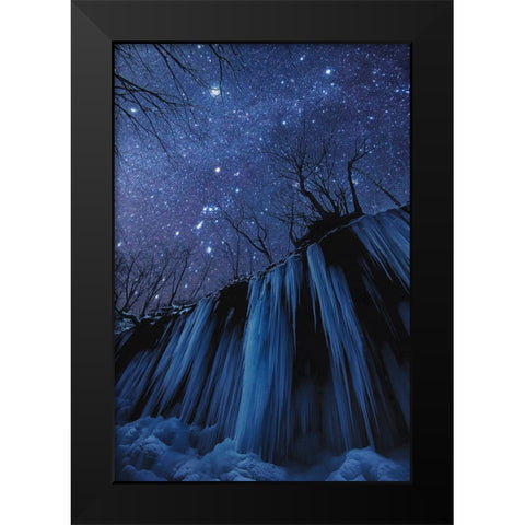 Freezing Cold Night Black Modern Wood Framed Art Print by Takanobu, Kano