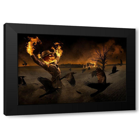 Jack-OA#039;-Scarecrow Black Modern Wood Framed Art Print by Kiciak, Christophe