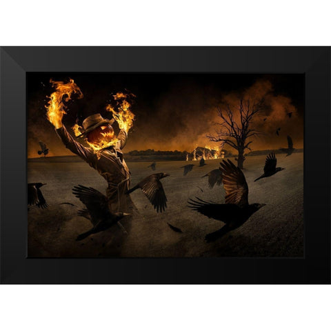 Jack-OA#039;-Scarecrow Black Modern Wood Framed Art Print by Kiciak, Christophe