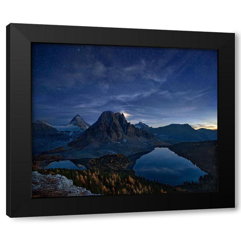 Starry Night At Mount Assiniboine Black Modern Wood Framed Art Print by Zhang, Yan