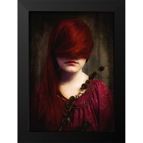 Redhead Black Modern Wood Framed Art Print by Larsen, Jorun
