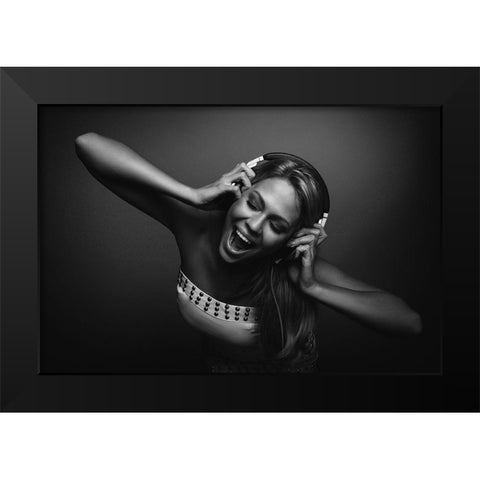 The Sound Of Happiness Black Modern Wood Framed Art Print by Schroder, Thomas