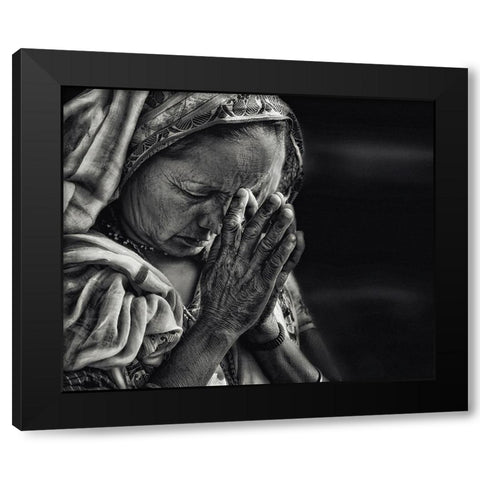 Prayers Black Modern Wood Framed Art Print by Flour, Piet