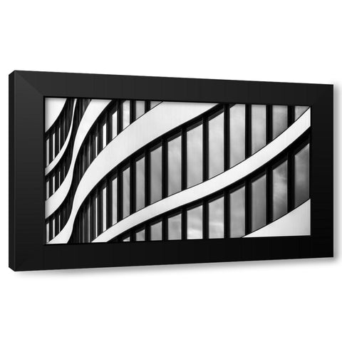 Panta Rhei Black Modern Wood Framed Art Print by Pixxelpark