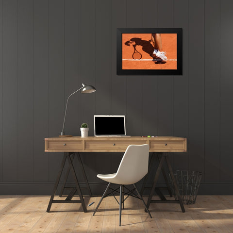 1St Serve Black Modern Wood Framed Art Print by Loire, Herve