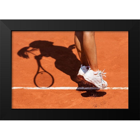 1St Serve Black Modern Wood Framed Art Print by Loire, Herve