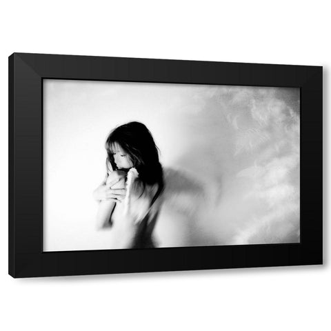 Broken Wing Black Modern Wood Framed Art Print with Double Matting by Ikeda, Keisuke