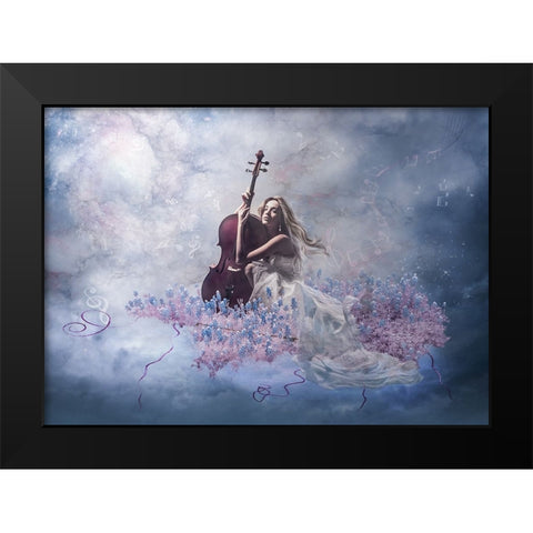 Music Of The Soul Black Modern Wood Framed Art Print by Simongulashvili, Natalia