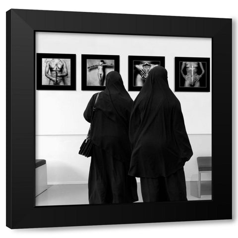 Watching The Exhibition Of John Lommen Black Modern Wood Framed Art Print with Double Matting by Limberg, Huib