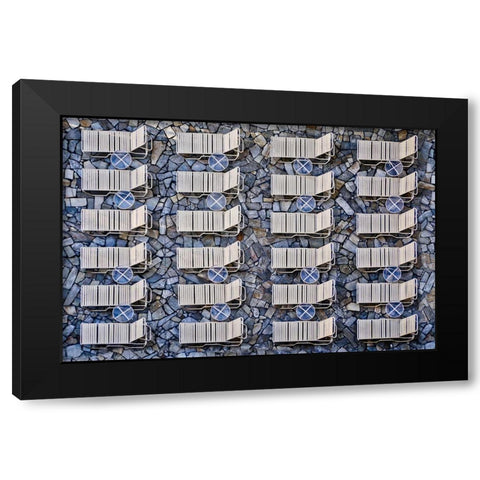 Geometrical Black Modern Wood Framed Art Print by Lenzen, Klaus
