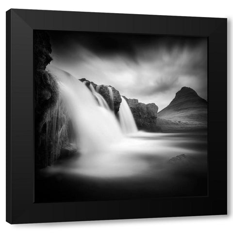 Kirkjufellfoss Black Modern Wood Framed Art Print with Double Matting by Del Grosso, Sebastien