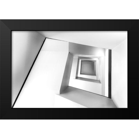 Golden Stairs Black Modern Wood Framed Art Print by Al-Khalaf, Hassan