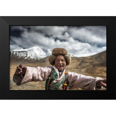 Smile {Tibet} Black Modern Wood Framed Art Print by Intarob, Sarawut