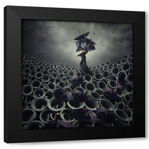 A Broken Serenade Black Modern Wood Framed Art Print with Double Matting by Hardibudi