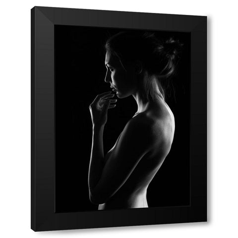 Winter Evening Black Modern Wood Framed Art Print by Batenko, Dmitriy