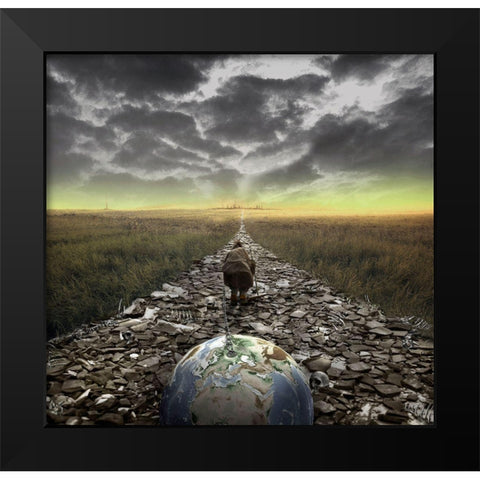 Welcome To The Universe Black Modern Wood Framed Art Print by Valentino, Ivan