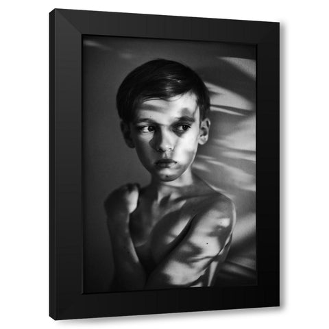 Portrait In Light And Shadows Black Modern Wood Framed Art Print with Double Matting by Strzelecka, Monika