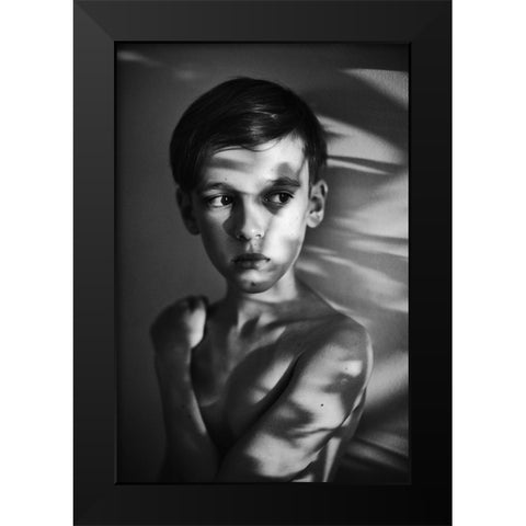 Portrait In Light And Shadows Black Modern Wood Framed Art Print by Strzelecka, Monika