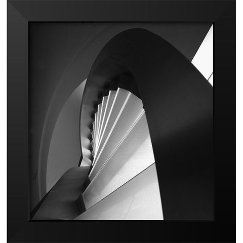 Straight And Curves Lines Black Modern Wood Framed Art Print by Azevedo, Olavo