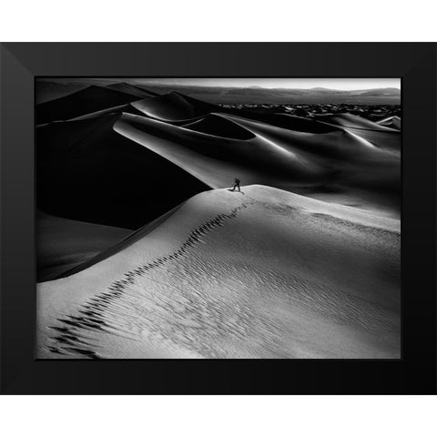 One Set Of Footprints Black Modern Wood Framed Art Print by Chenglu, Simon